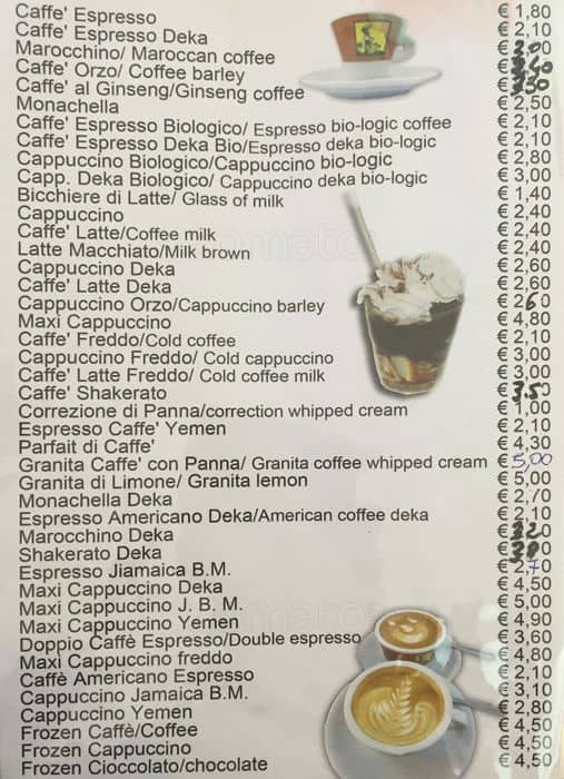 La casa del caffè tazza doro menu zomato italy Casa caffè roma