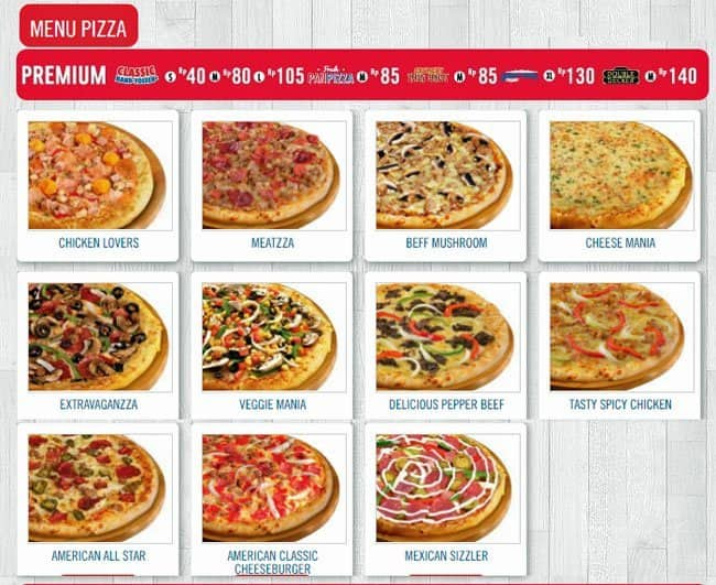 dominos pizza menu