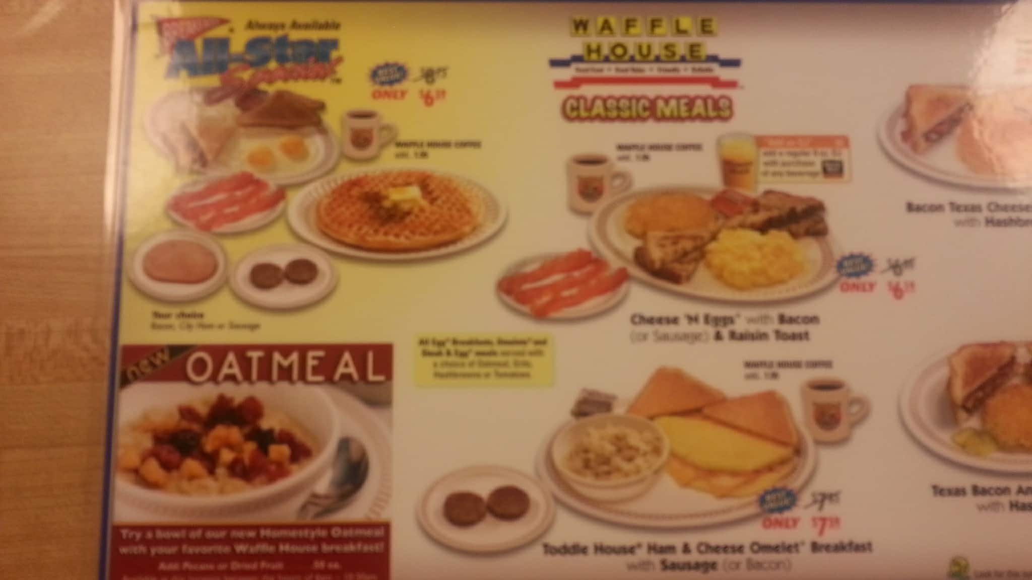 waffle house menu dinner