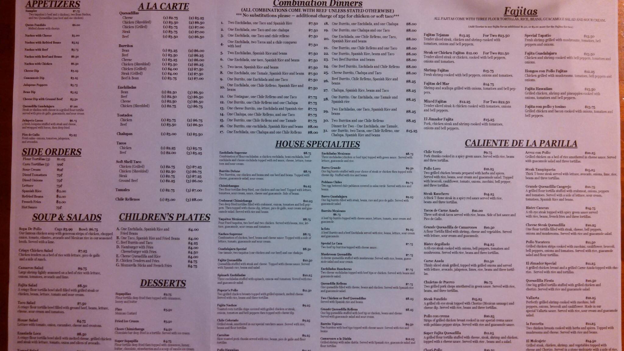 El Jimador Mexican Restaurant Menu Urbanspoon/Zomato