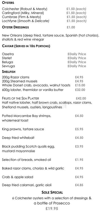Sole menu