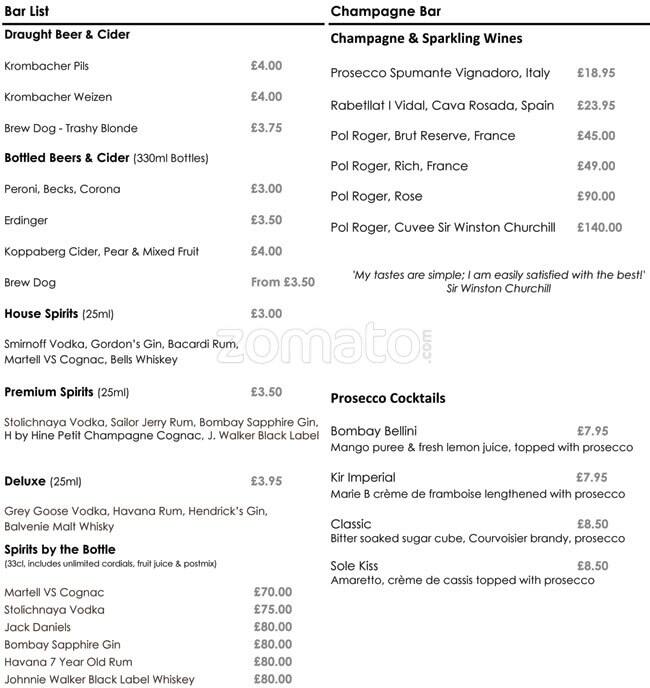 Sole menu