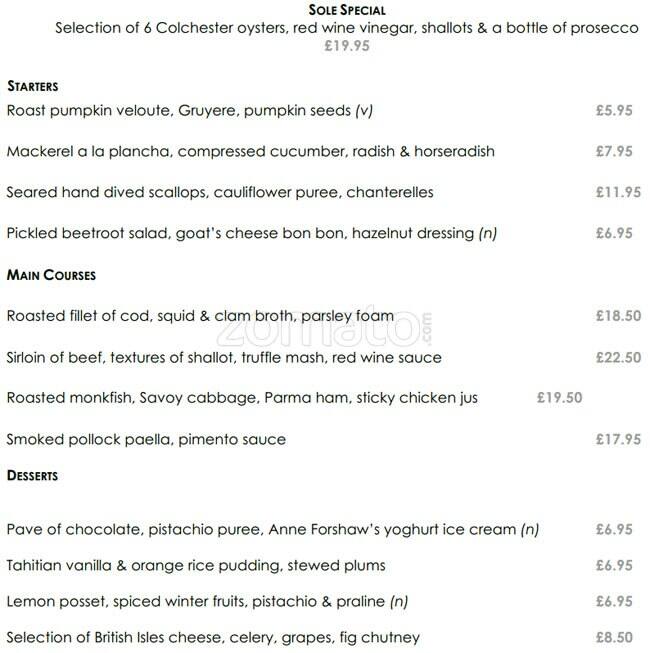 Sole menu