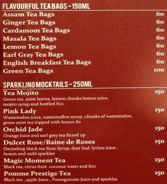 Menu at Wagh Bakri Tea Lounge, New Delhi, 2425