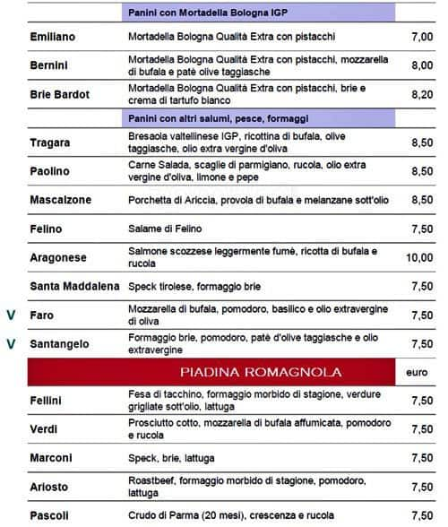 Menu di Chiù Gustosità Italiane 