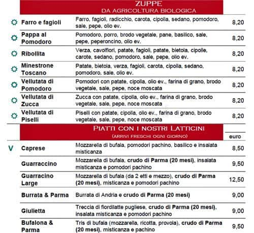 Menu di Chiù Gustosità Italiane 