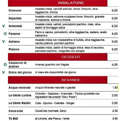 Menu di Chiù Gustosità Italiane 