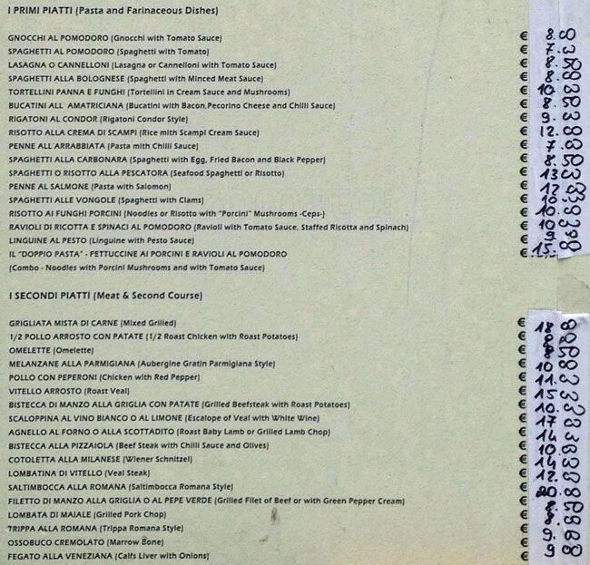 Menu di Ristorante Il Condor 