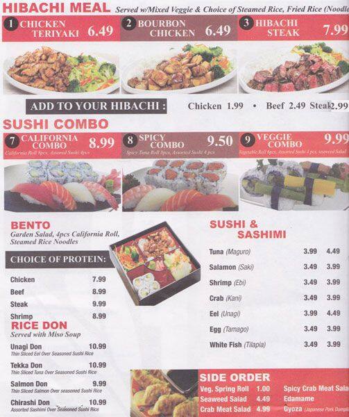 Hibachi Master Menu, Menu for Hibachi Master, Bayridge, New York City
