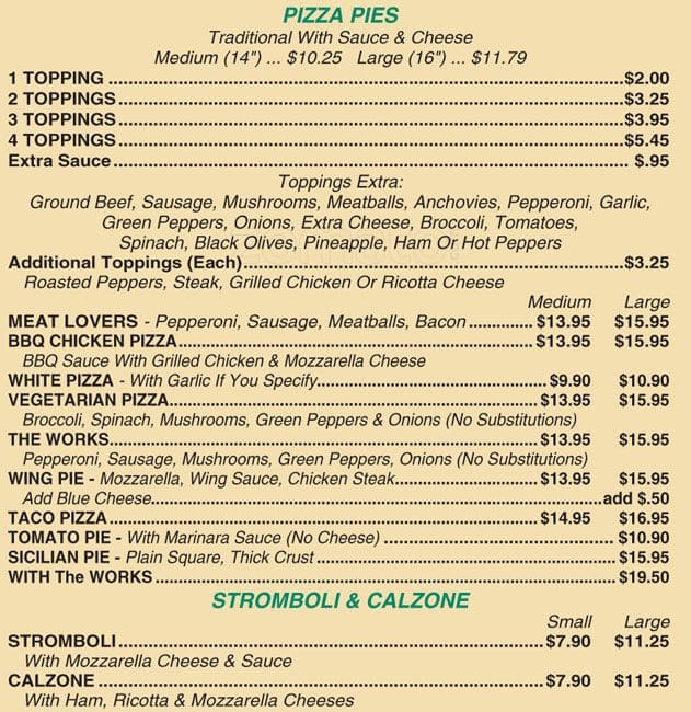 Giuseppe's Pizza Menü, Giuseppe's Pizza, Willow Grove, Montgomery