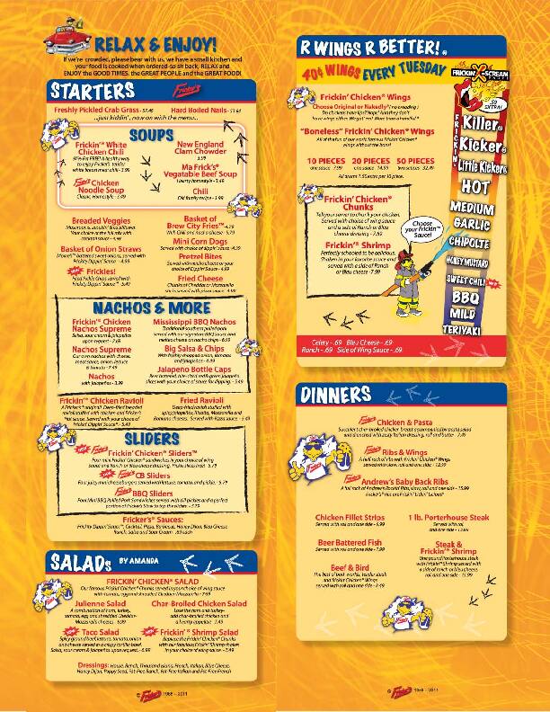 Frickers Menu Menu For Frickers Centerville Dayton