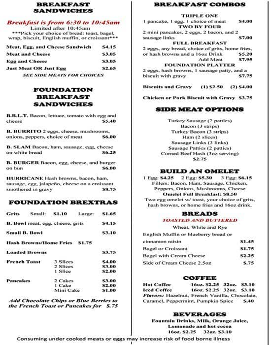 Foundation Grill 311 Menu, Menu for Foundation Grill 311, Greenville ...