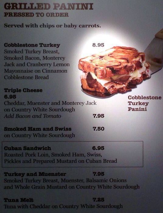 Menu at the taste bar, Chicago