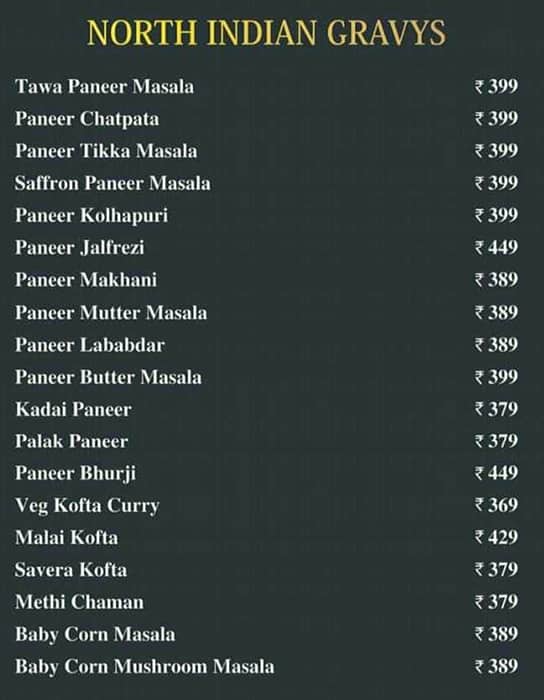 Menu at Saffron The Shahi Kitchen, Hyderabad