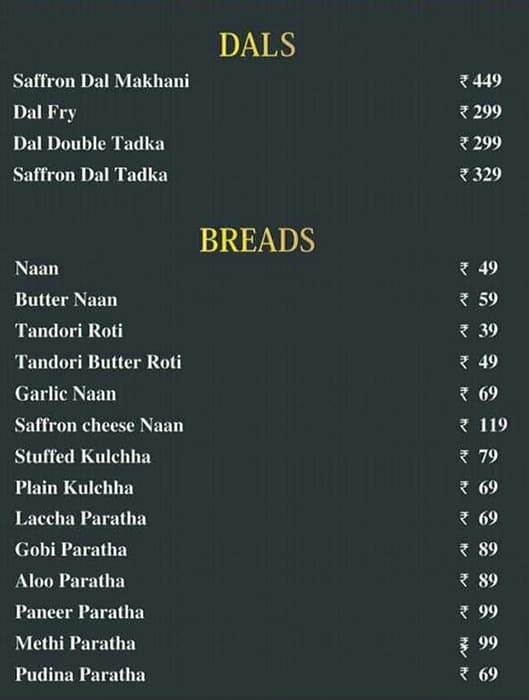 Menu at Saffron The Shahi Kitchen, Hyderabad