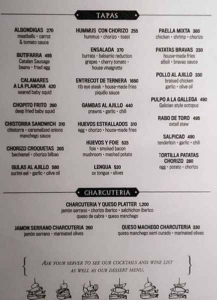 Menu at Bar Pintxos, Muntinlupa, Don Jesus Blvd