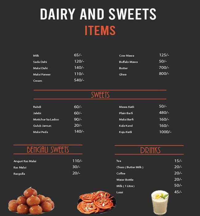 Teri Rajput menu