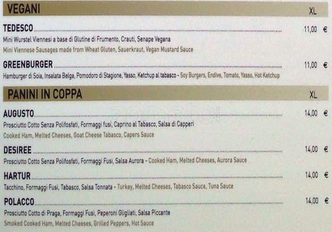 Menu di Crocetta • Panini d'Autore 