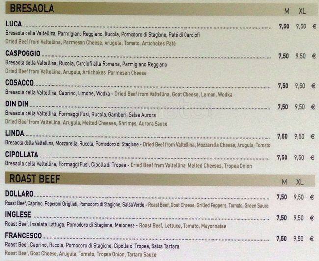 Menu di Crocetta • Panini d'Autore 