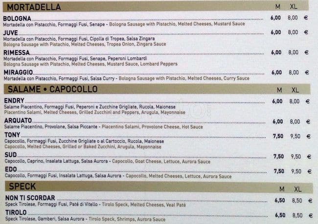 Menu di Crocetta • Panini d'Autore 