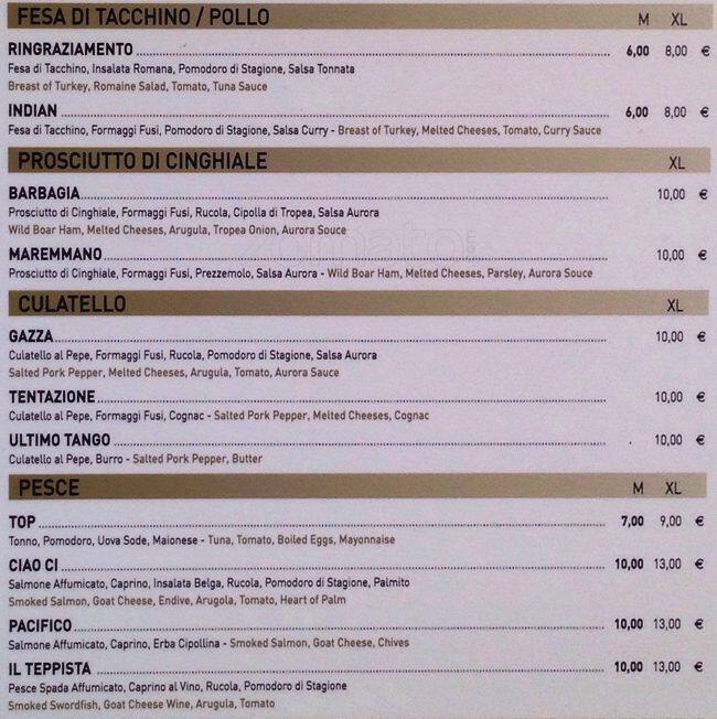 Menu di Crocetta • Panini d'Autore 