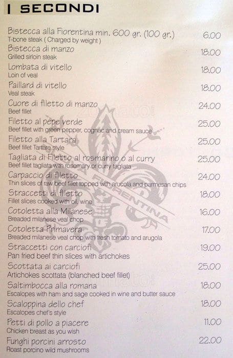 Menu di Nuova Fiorentina 