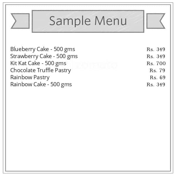 The Cake Cafe menu