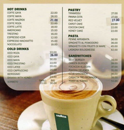 Il Caffe Di Roma Menu, Menu for Il Caffe Di Roma, Al