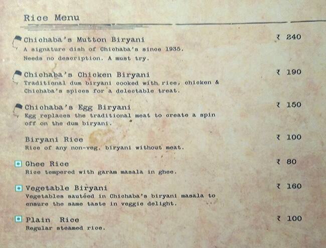 Chichabas Taj menu