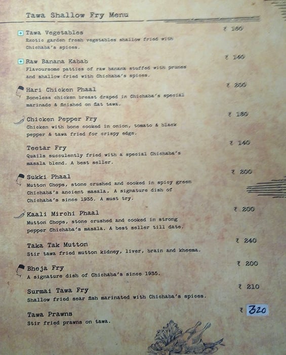 Chichabas Taj menu