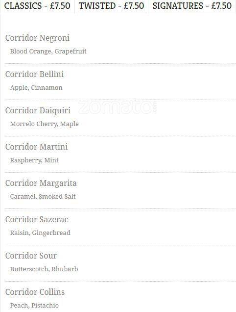 Corridor menu