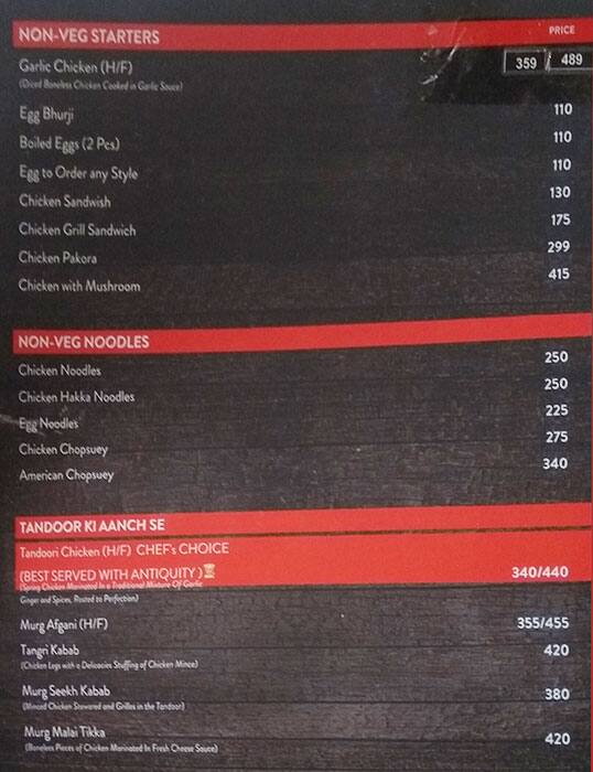 hotel sunshine menu