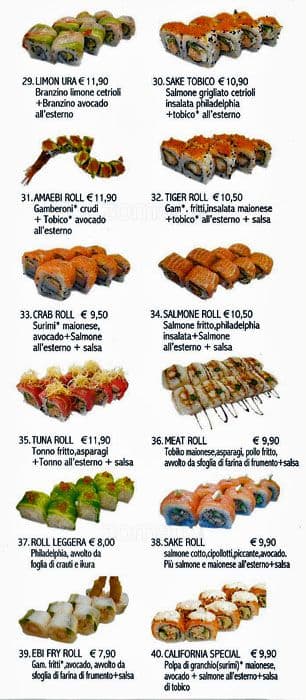 Menu di Sengyo Sushi 