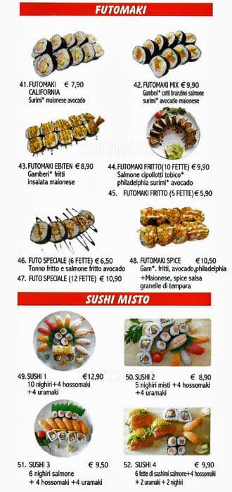 Menu di Sengyo Sushi 