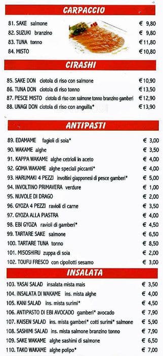 Menu di Sengyo Sushi 