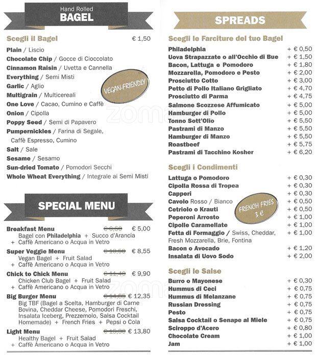 The Bagel Factory a Milano Foto del Menu con Prezzi Zomato Italia