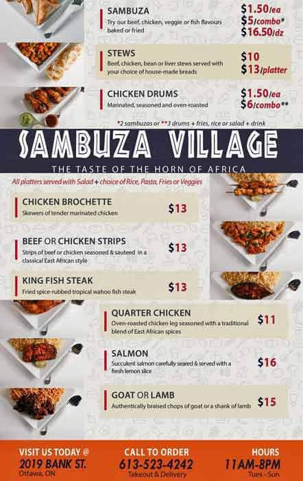 Sambuza Village Menu, Menu for Sambuza Village, Alta Vista, Ottawa ...