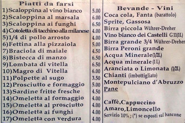 Menu di Osteria Da Salvatore 