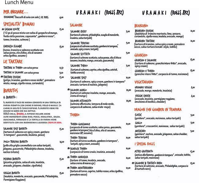 Menu di Bomaki Foppa 