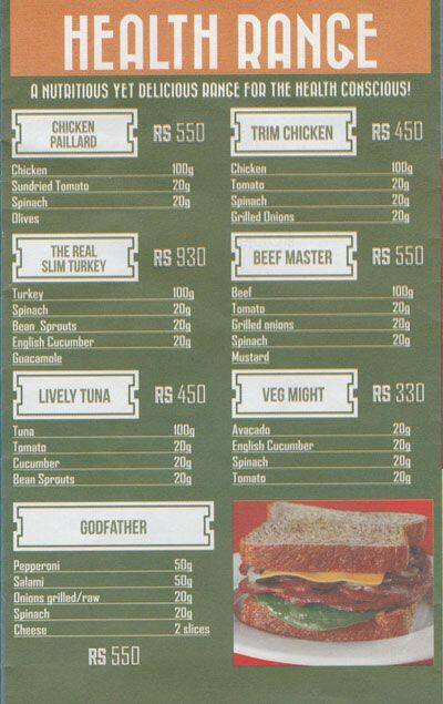 The Sandwich Factory menu