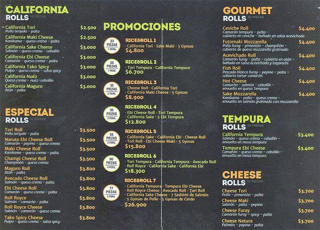 sushi roll precios
