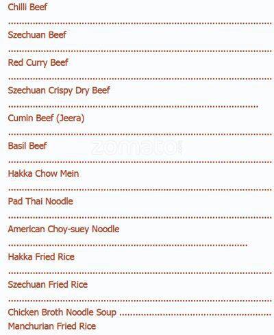 Asia Garden menu