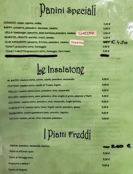 Menu di Rico's Bar 