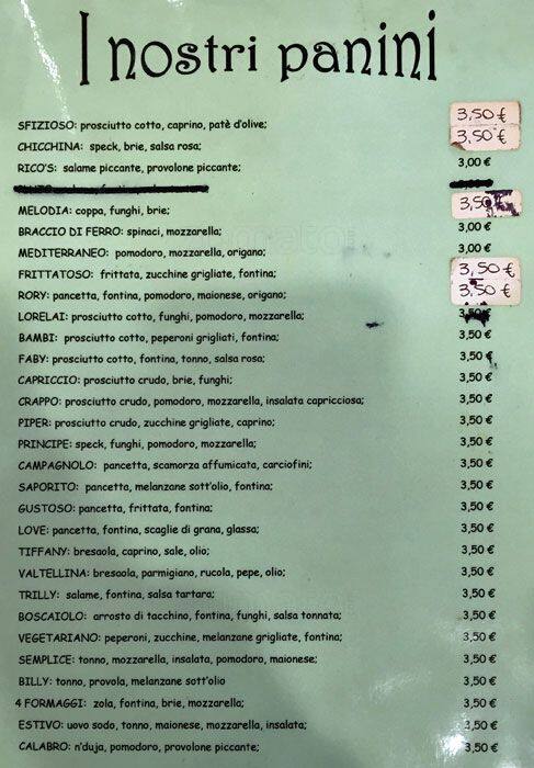 Menu di Rico's Bar 