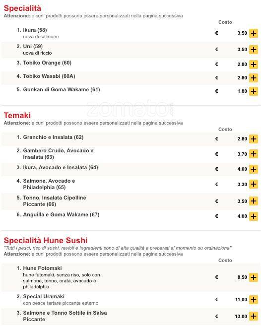 Menu di Hune 
