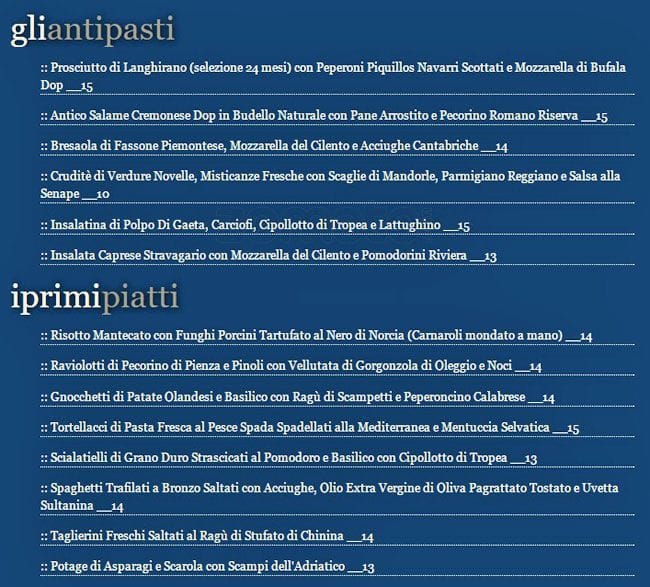 Menu di Stravagario Bistrot 