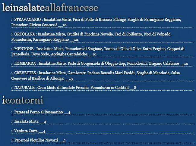 Menu di Stravagario Bistrot 