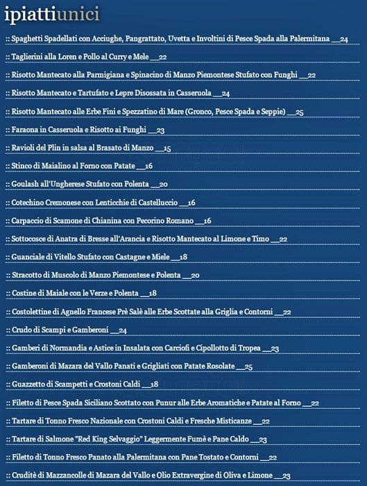 Menu di Stravagario Bistrot 