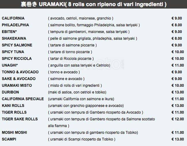 Menu di Sakura 
