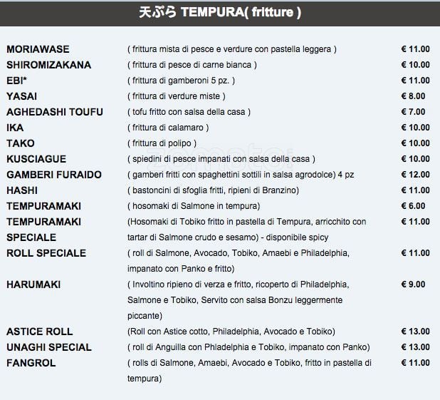 Menu di Sakura 